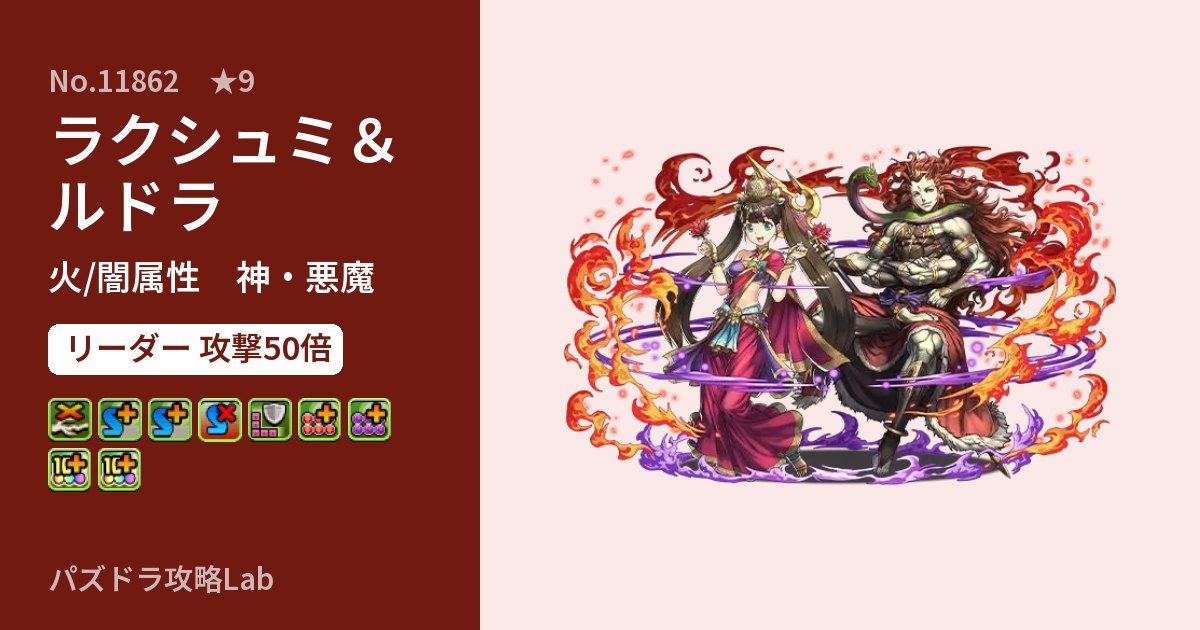 【パズドラ】ラクシュミ＆ルドラの性能・覚醒・スキルのアイキャッチ