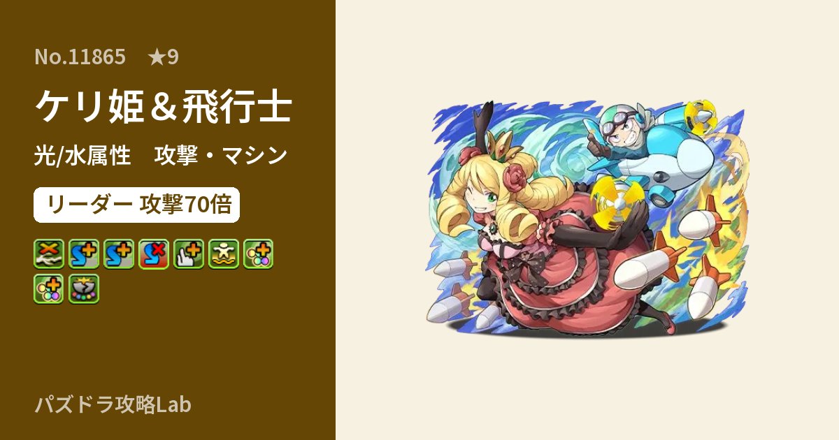 【パズドラ】ケリ姫＆飛行士の性能・覚醒・スキルのアイキャッチ