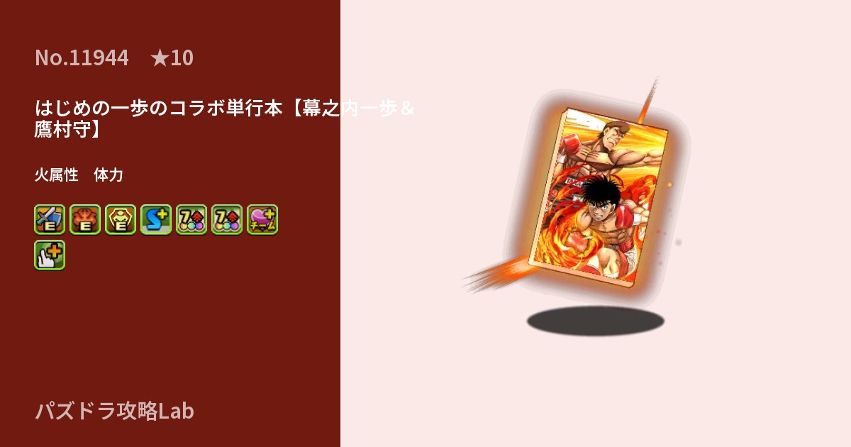 【パズドラ】はじめの一歩のコラボ単行本【幕之内一歩&鷹村守】の性能・覚醒・スキルのアイキャッチ