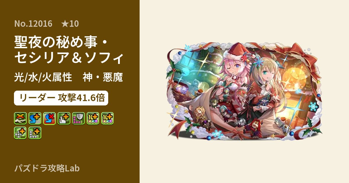 【パズドラ】聖夜の秘め事・セシリア&ソフィの性能・覚醒・スキルのアイキャッチ