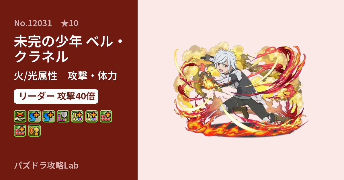 【パズドラ】未完の少年 ベル・クラネルの性能・覚醒・スキルのアイキャッチ