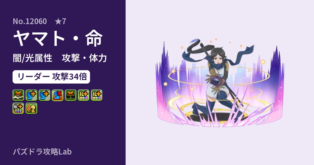 【パズドラ】ヤマト・命の性能・覚醒・スキルのアイキャッチ