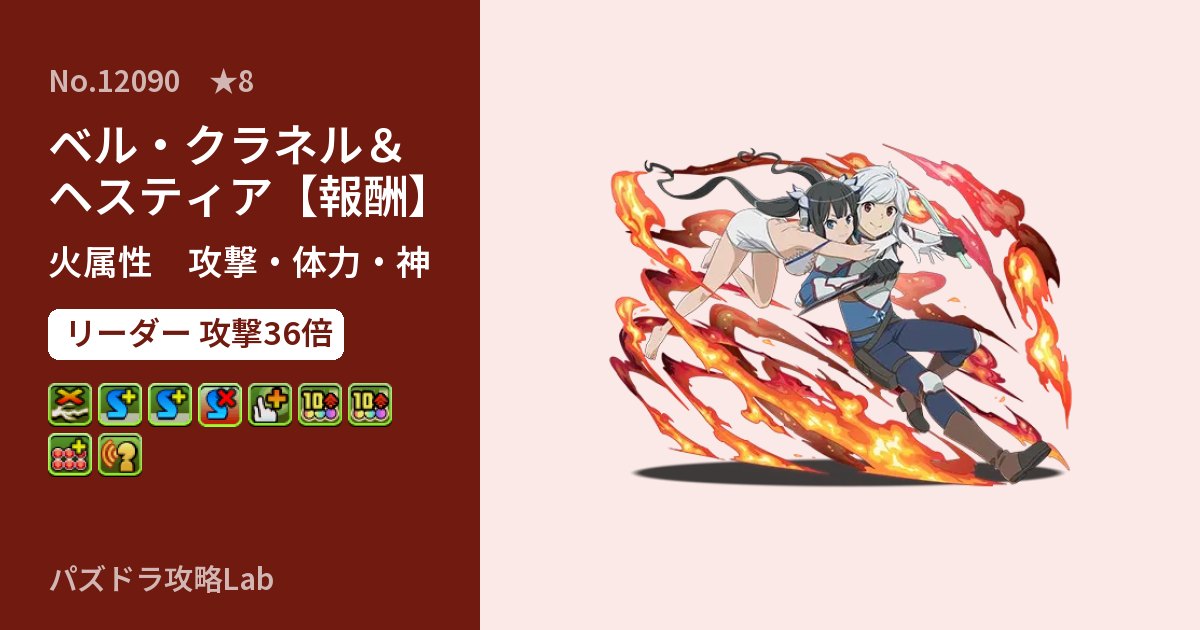 【パズドラ】ベル・クラネル＆ヘスティア【報酬】の性能・覚醒・スキルのアイキャッチ
