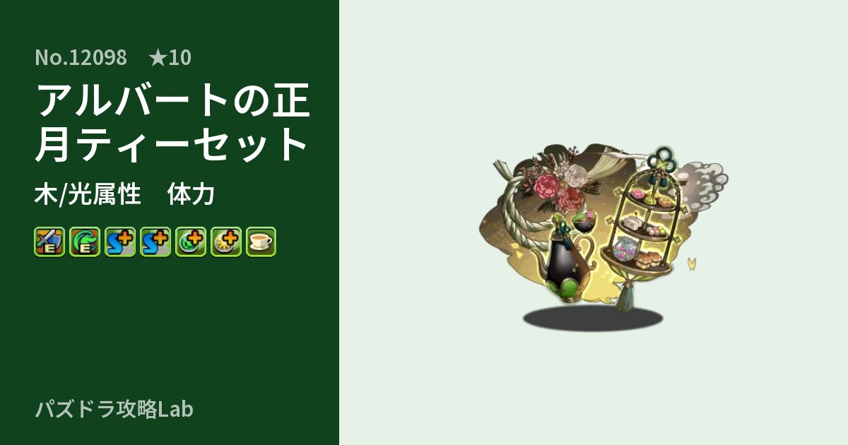 【パズドラ】アルバートの正月ティーセットの性能・覚醒・スキルのアイキャッチ