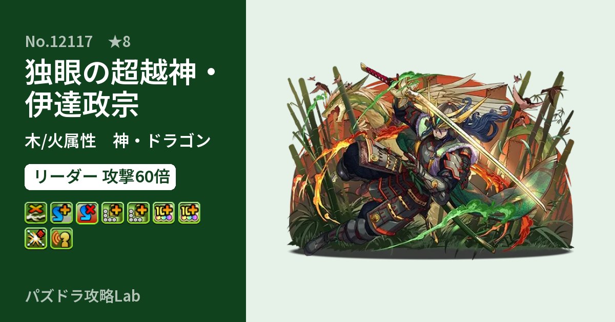 【パズドラ】独眼の超越神・伊達政宗の性能・覚醒・スキルのアイキャッチ