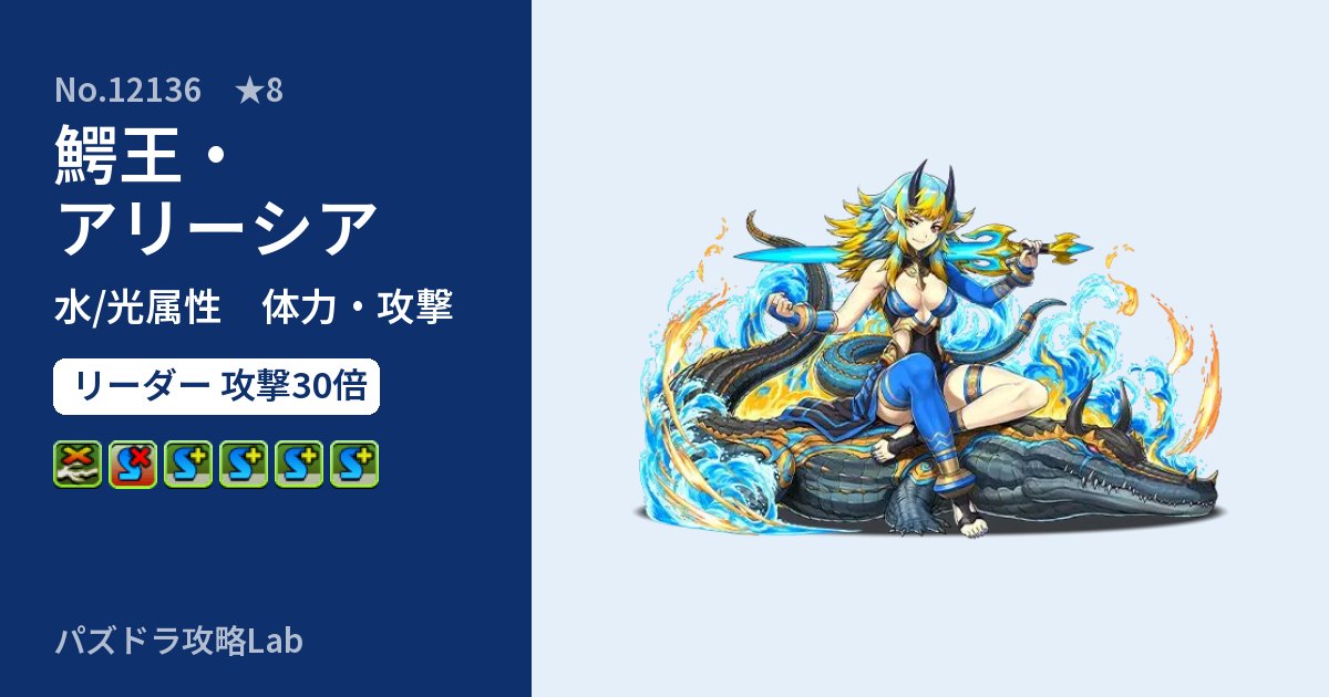 【パズドラ】鰐王・アリーシアの性能・覚醒・スキルのアイキャッチ