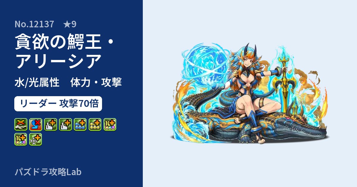 【パズドラ】貪欲の鰐王・アリーシアの性能・覚醒・スキルのアイキャッチ