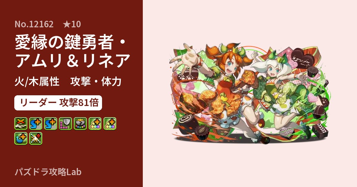 【パズドラ】愛縁の鍵勇者・アムリ＆リネアの性能・覚醒・スキルのアイキャッチ
