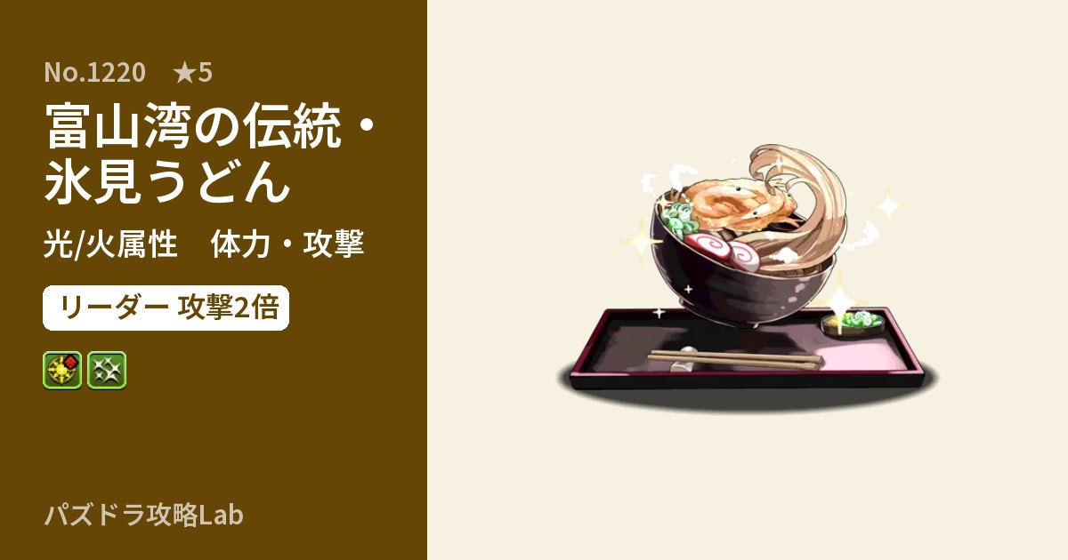 【パズドラ】富山湾の伝統・氷見うどんの性能・覚醒・スキルのアイキャッチ