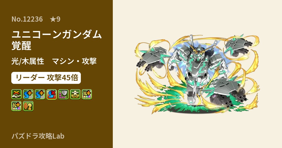 【パズドラ】ユニコーンガンダム　覚醒の性能・覚醒・スキルのアイキャッチ