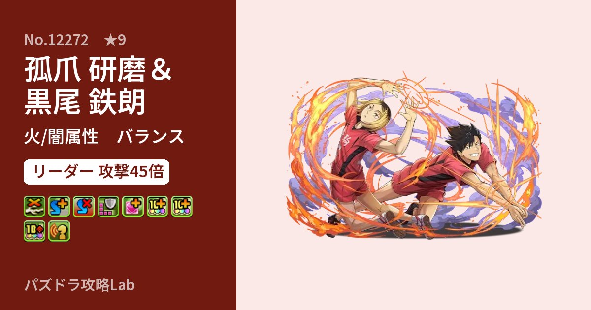 【パズドラ】孤爪 研磨&黒尾 鉄朗の性能・覚醒・スキルのアイキャッチ
