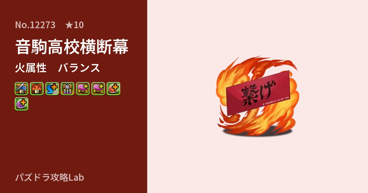 【パズドラ】音駒高校横断幕の性能・覚醒・スキルのアイキャッチ
