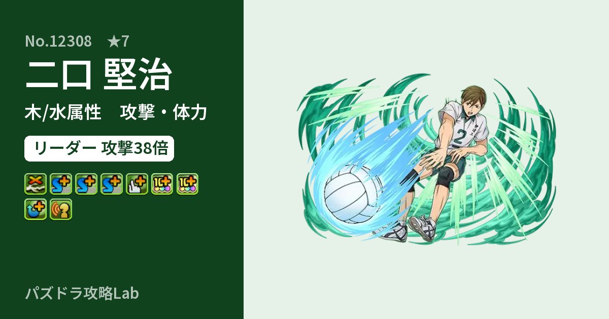 【パズドラ】二口 堅治の性能・覚醒・スキルのアイキャッチ