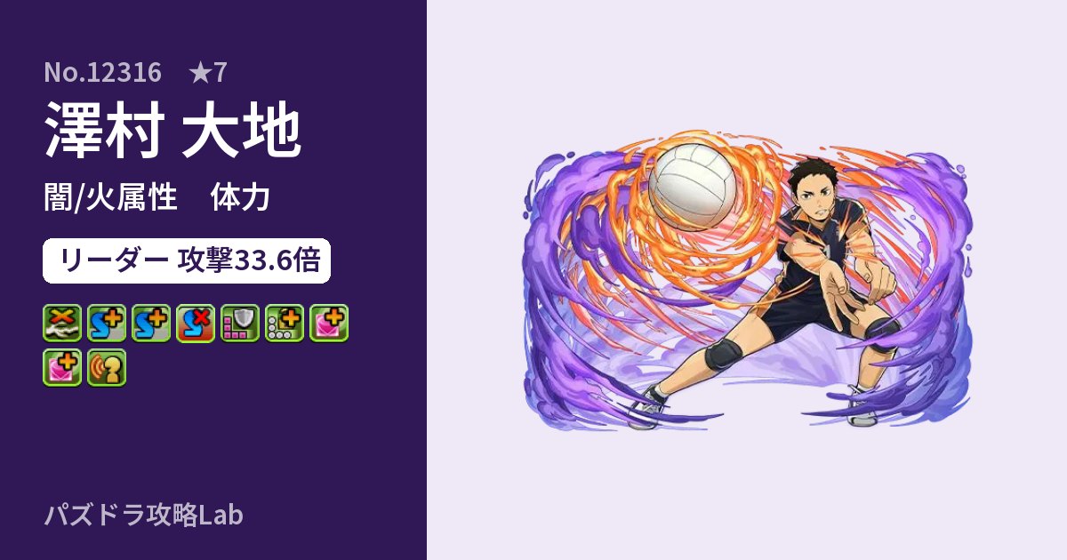 【パズドラ】澤村 大地の性能・覚醒・スキルのアイキャッチ