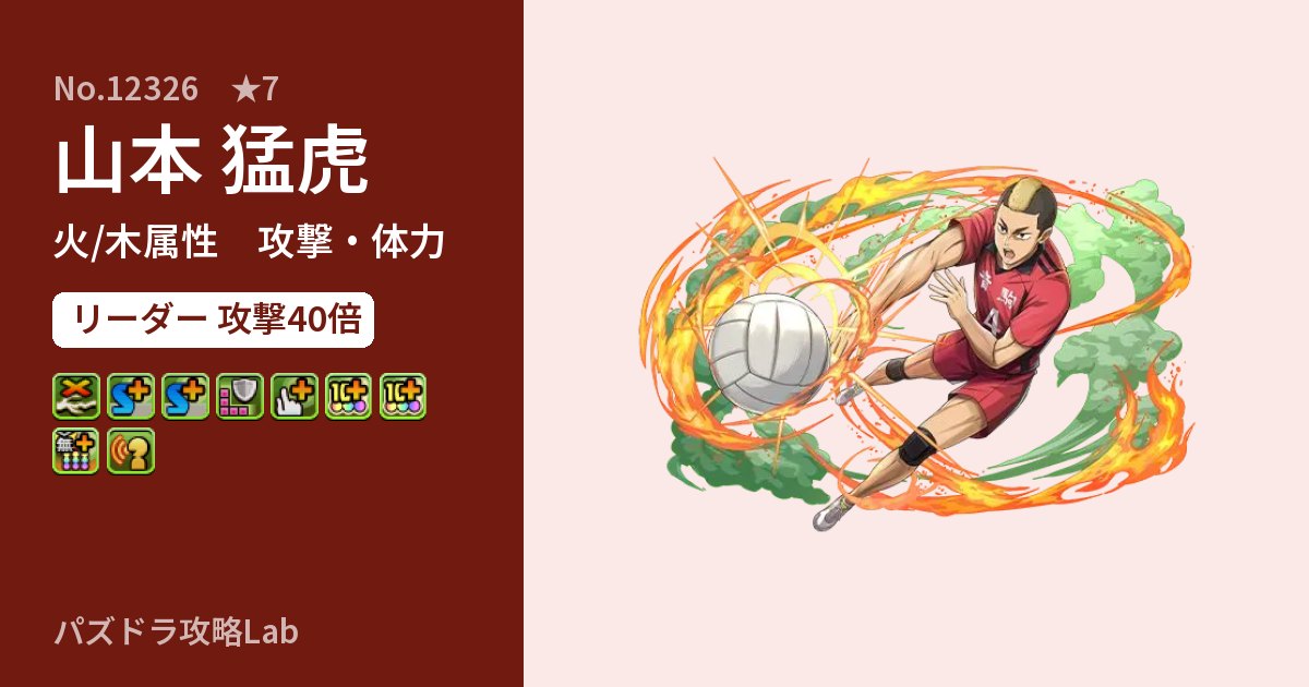 【パズドラ】山本 猛虎の性能・覚醒・スキルのアイキャッチ