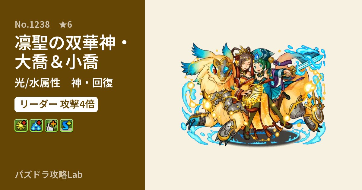 【パズドラ】凛聖の双華神・大喬＆小喬の性能・覚醒・スキルのアイキャッチ