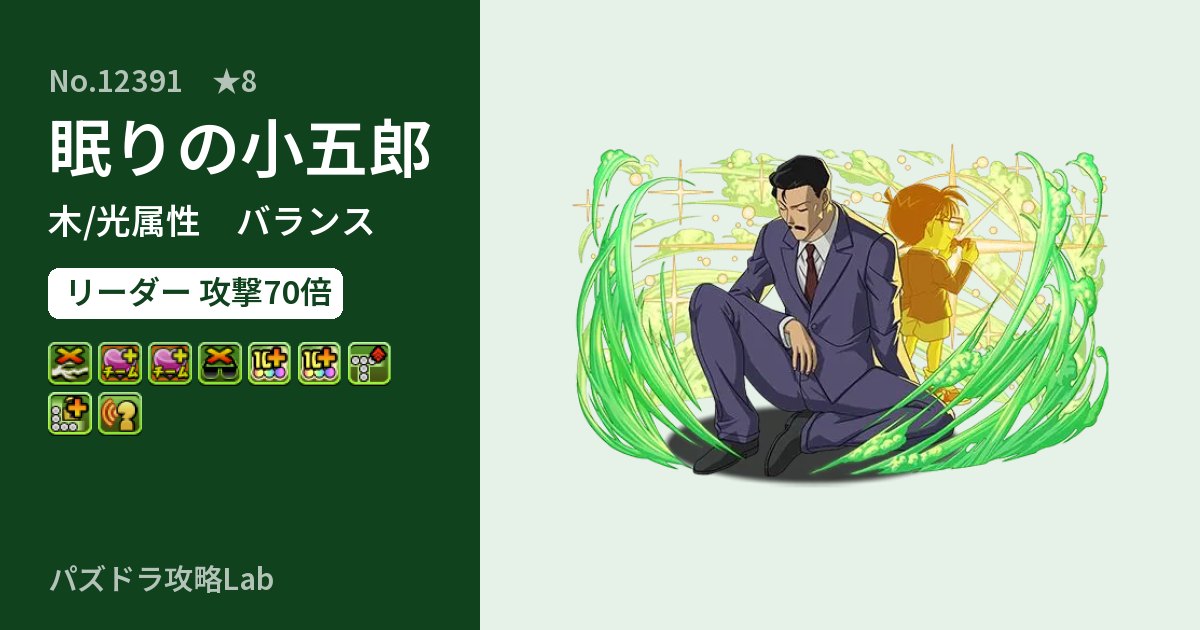 【パズドラ】眠りの小五郎の性能・覚醒・スキルのアイキャッチ
