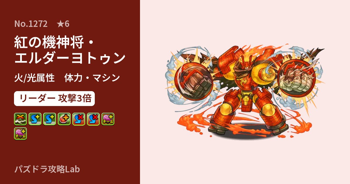 【パズドラ】紅の機神将・エルダーヨトゥンの性能・覚醒・スキルのアイキャッチ