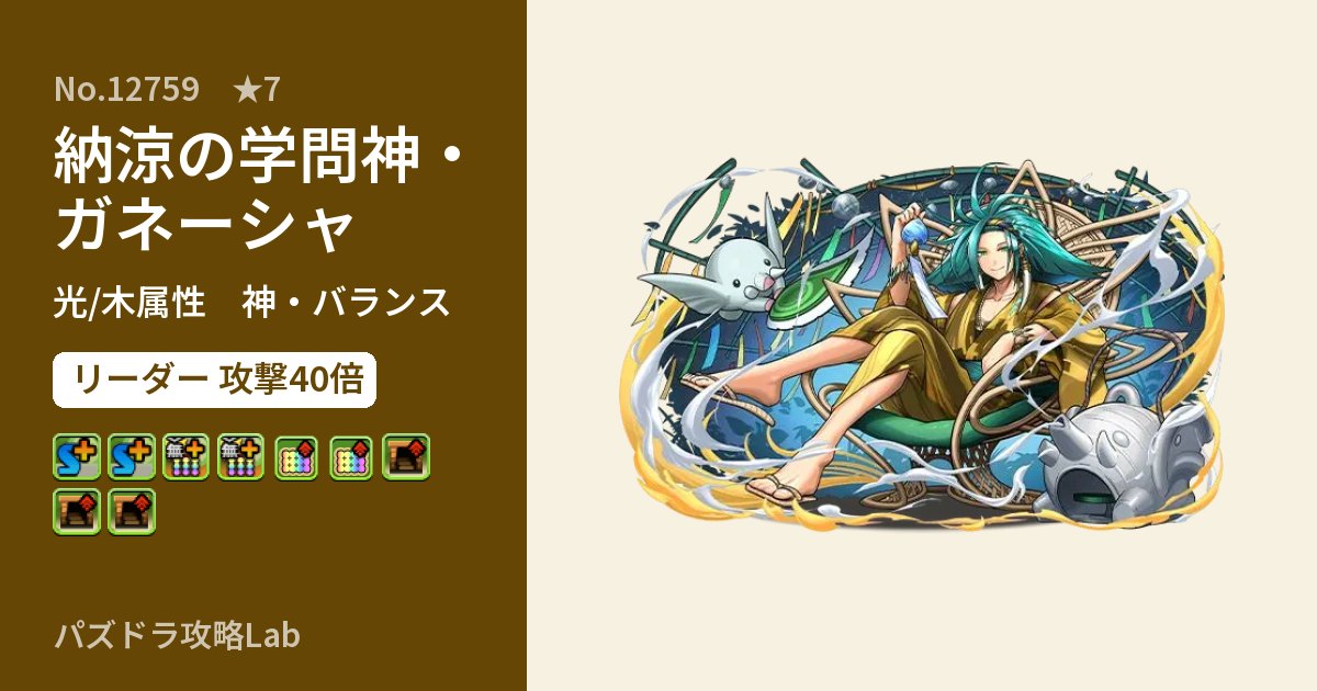 【パズドラ】納涼の学問神・ガネーシャの性能・覚醒・スキルのアイキャッチ