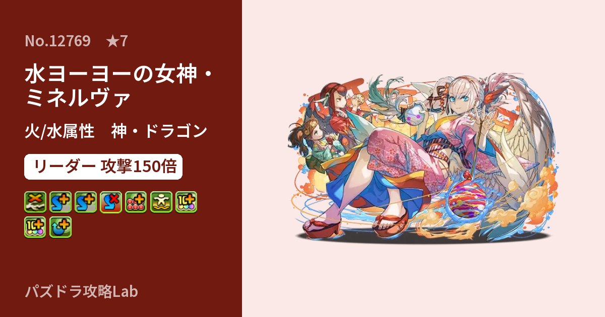 【パズドラ】水ヨーヨーの女神・ミネルヴァの性能・覚醒・スキルのアイキャッチ