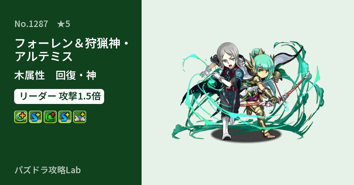 【パズドラ】フォーレン＆狩猟神・アルテミスの性能・覚醒・スキルのアイキャッチ