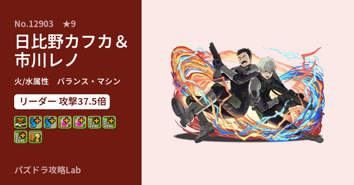 【パズドラ】日比野カフカ＆市川レノの性能・覚醒・スキルのアイキャッチ