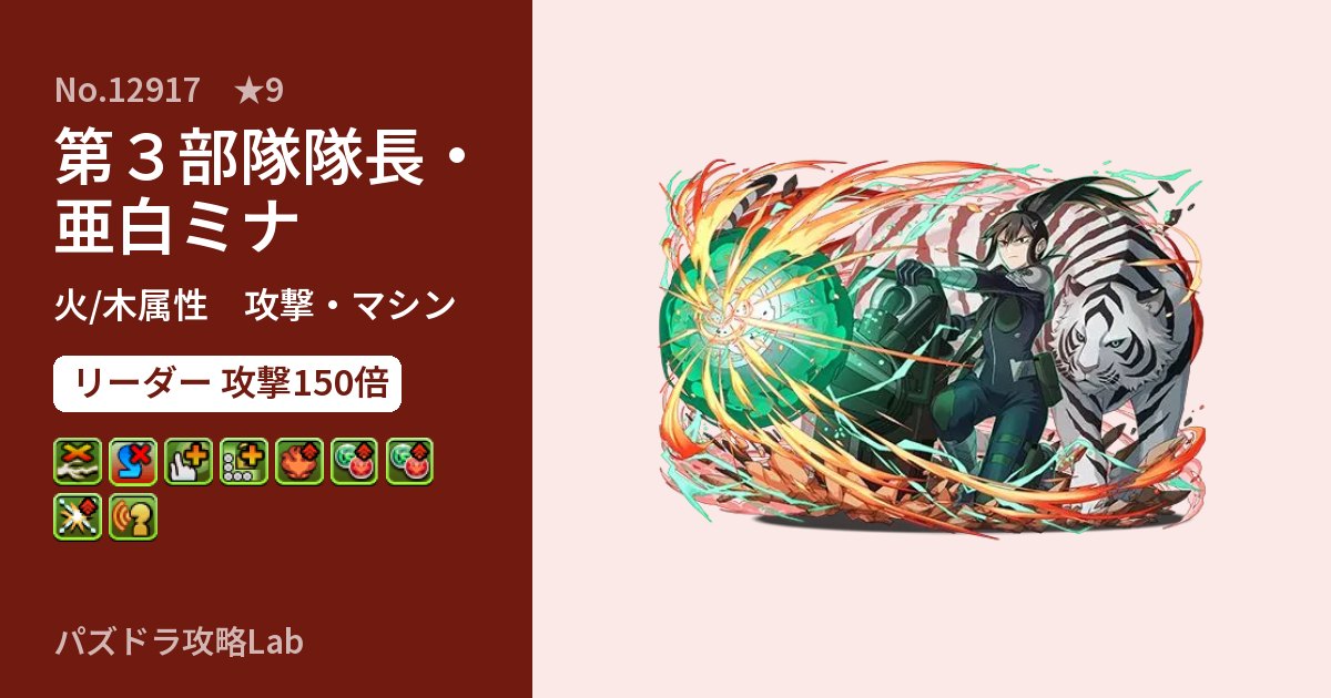【パズドラ】第3部隊隊長・亜白ミナの性能・覚醒・スキルのアイキャッチ