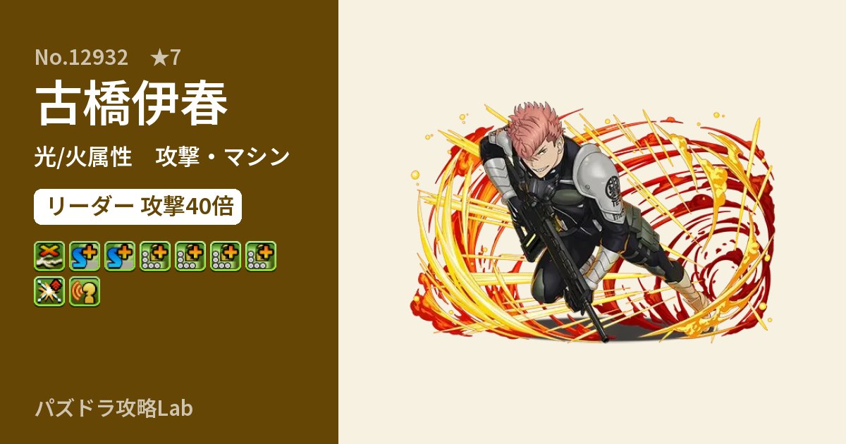 【パズドラ】古橋伊春の性能・覚醒・スキルのアイキャッチ