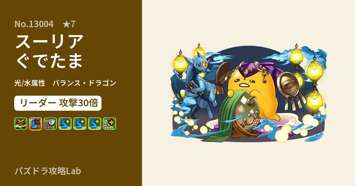 【パズドラ】スーリアぐでたまの性能・覚醒・スキルのアイキャッチ