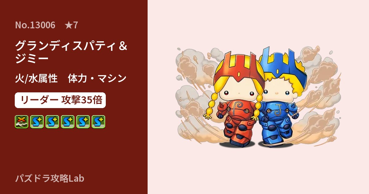 【パズドラ】グランディスパティ&ジミーの性能・覚醒・スキルのアイキャッチ