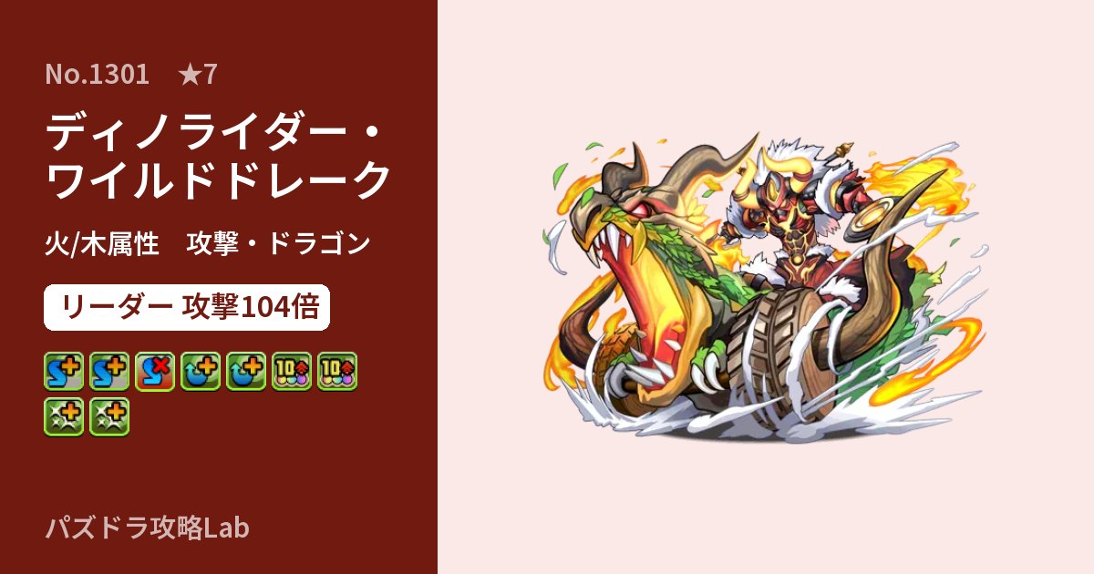 【パズドラ】ディノライダー・ワイルドドレークの性能・覚醒・スキルのアイキャッチ