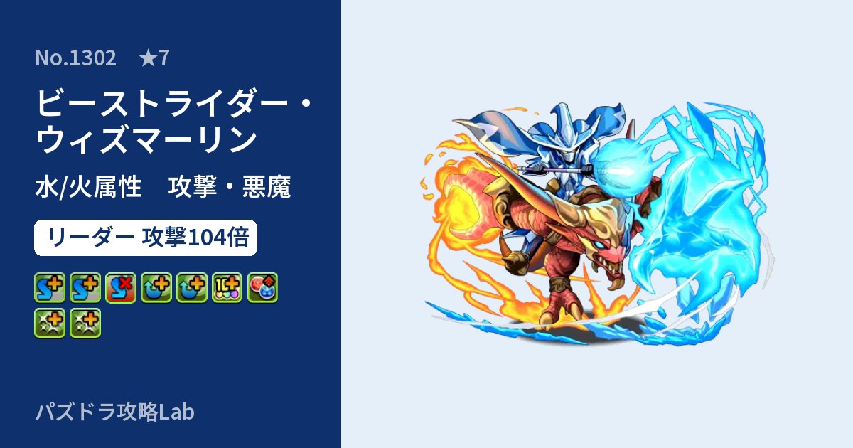 【パズドラ】ビーストライダー・ウィズマーリンの性能・覚醒・スキルのアイキャッチ