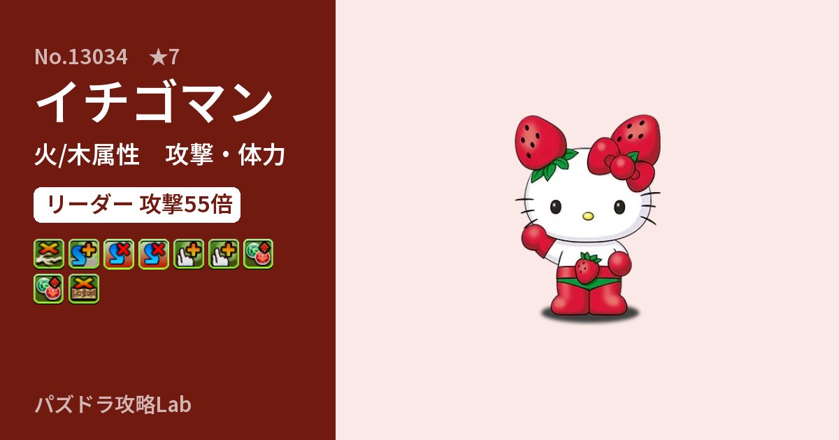 【パズドラ】イチゴマンの性能・覚醒・スキルのアイキャッチ