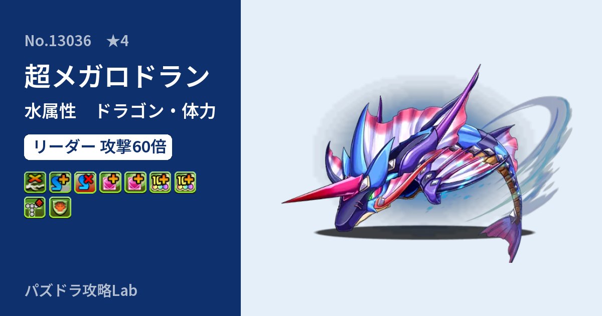 【パズドラ】超メガロドランの性能・覚醒・スキルのアイキャッチ