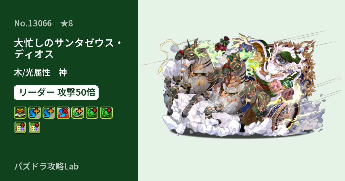 【パズドラ】大忙しのサンタゼウス・ディオスの性能・覚醒・スキルのアイキャッチ