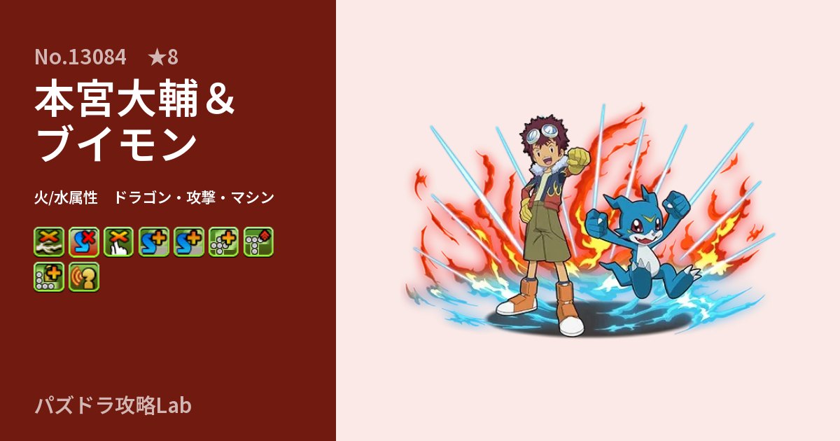 【パズドラ】本宮大輔&ブイモンの性能・覚醒・スキルのアイキャッチ