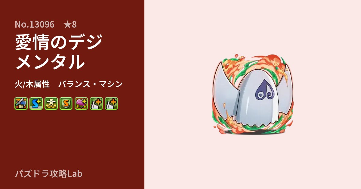 【パズドラ】愛情のデジメンタルの性能・覚醒・スキルのアイキャッチ