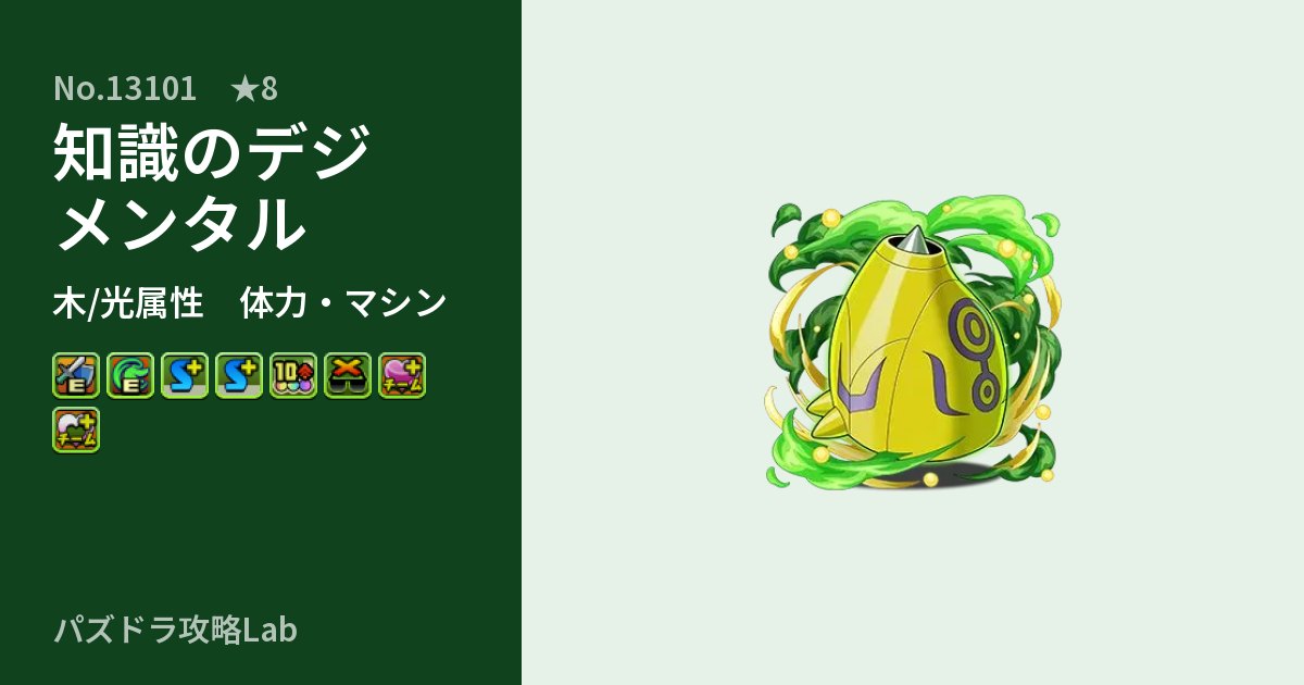 【パズドラ】知識のデジメンタルの性能・覚醒・スキルのアイキャッチ