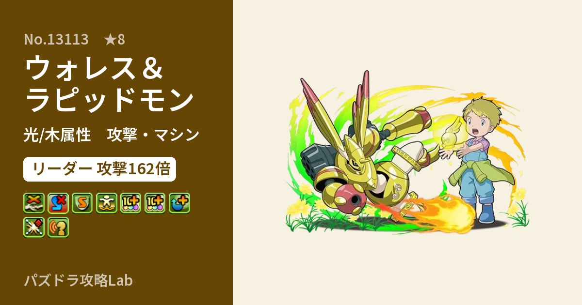 【パズドラ】ウォレス＆ラピッドモンの性能・覚醒・スキルのアイキャッチ