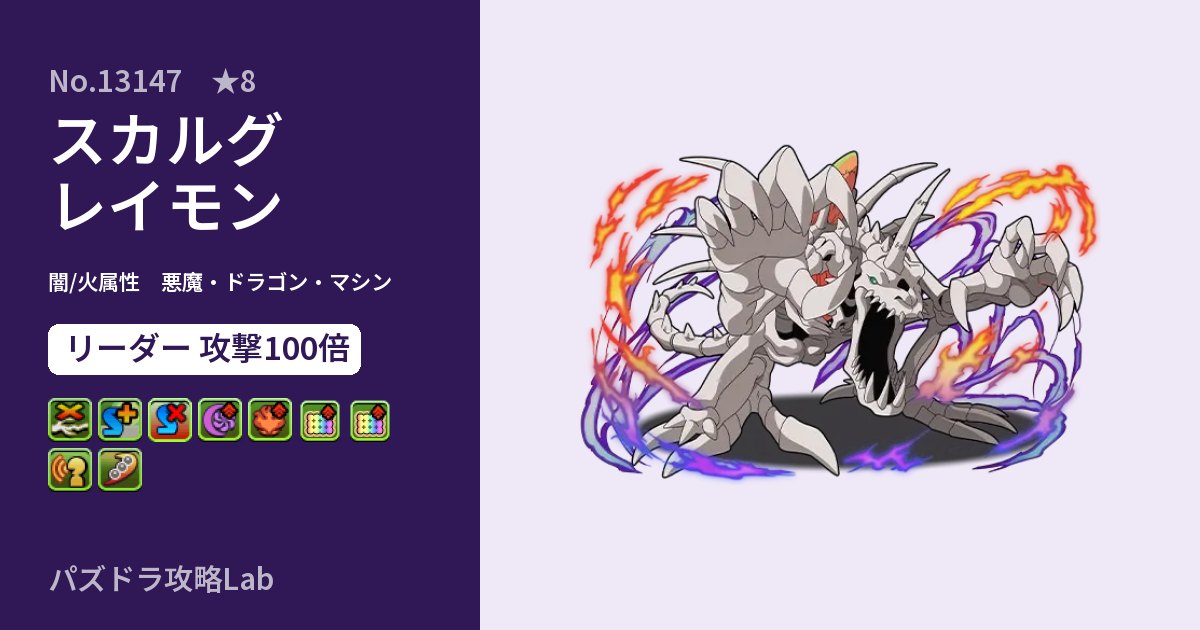 【パズドラ】スカルグレイモンの性能・覚醒・スキルのアイキャッチ