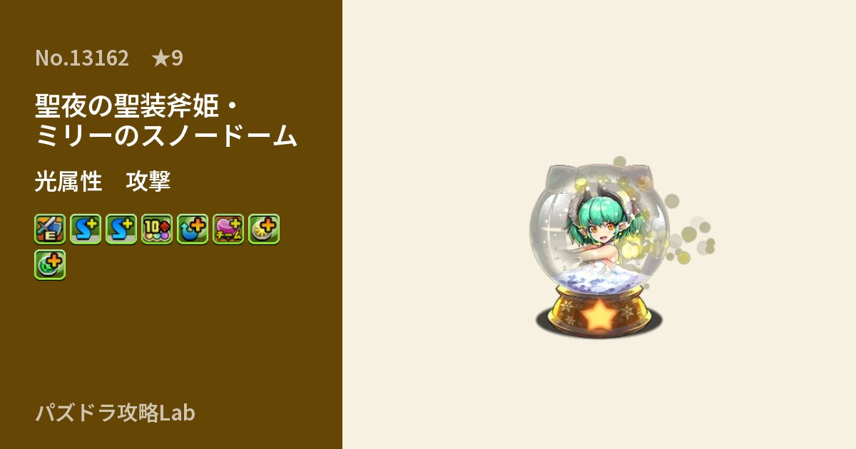 【パズドラ】聖夜の聖装斧姫・ミリーのスノードームの性能・覚醒・スキルのアイキャッチ
