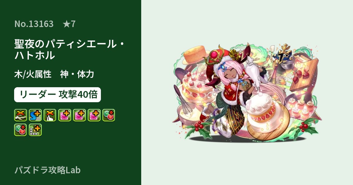 【パズドラ】聖夜のパティシエール・ハトホルの性能・覚醒・スキルのアイキャッチ