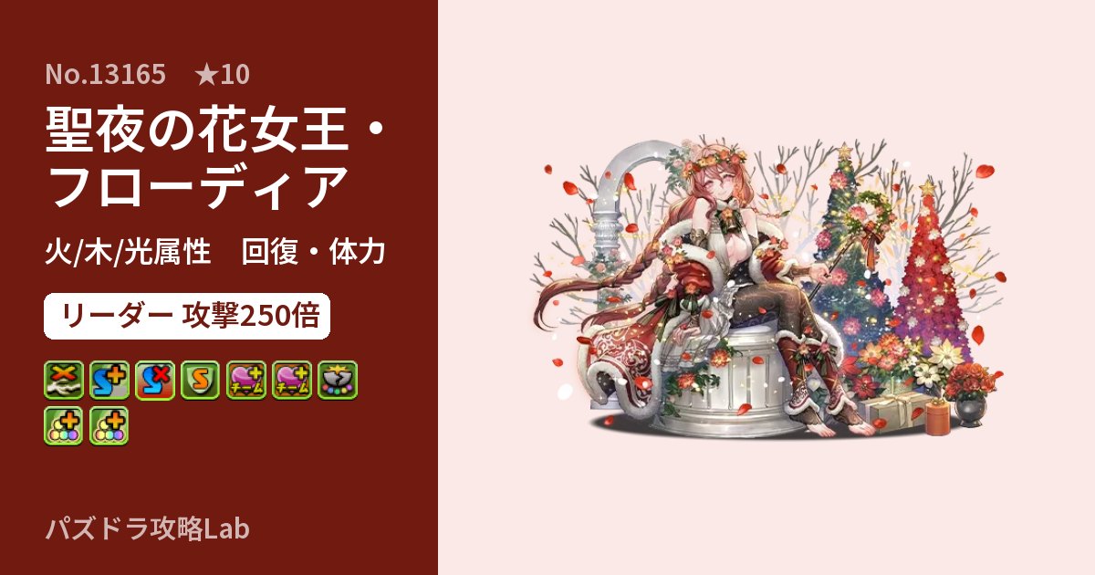 【パズドラ】聖夜の花女王・フローディアの性能・覚醒・スキルのアイキャッチ