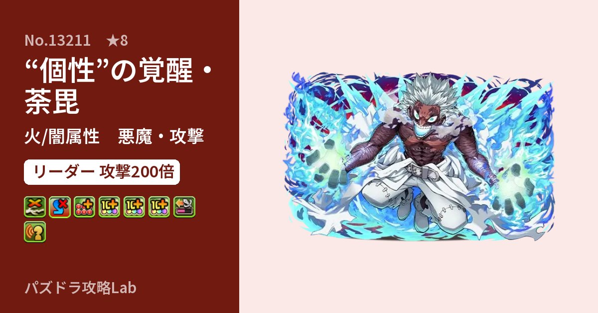 【パズドラ】“個性”の覚醒・荼毘の性能・覚醒・スキルのアイキャッチ