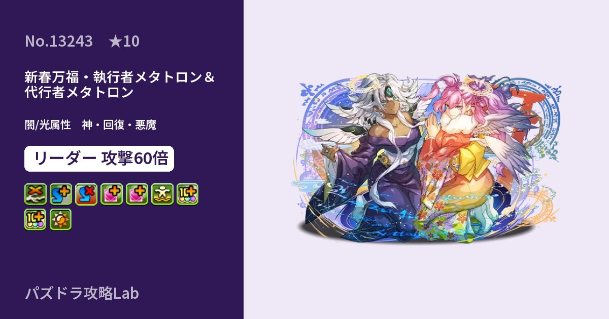 【パズドラ】新春万福・執行者メタトロン＆代行者メタトロンの性能・覚醒・スキルのアイキャッチ