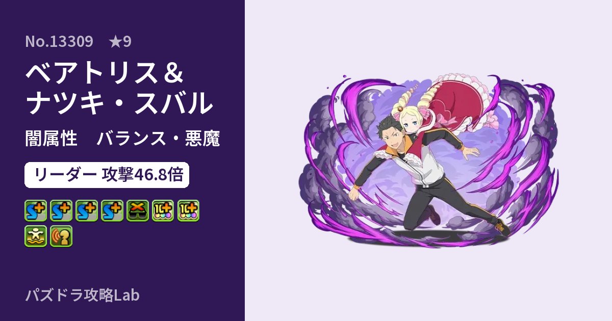 【パズドラ】ベアトリス＆ナツキ・スバルの性能・覚醒・スキルのアイキャッチ