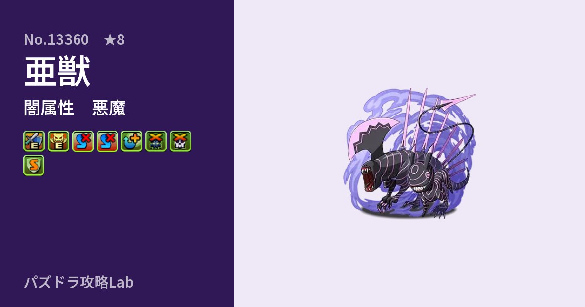 【パズドラ】亜獣の性能・覚醒・スキルのアイキャッチ