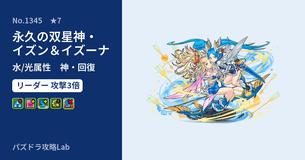 【パズドラ】永久の双星神・イズン＆イズーナの性能・覚醒・スキルのアイキャッチ