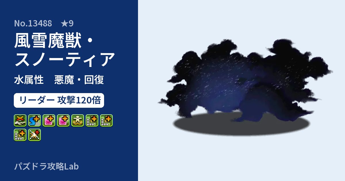 【パズドラ】風雪魔獣・スノーティアの性能・覚醒・スキルのアイキャッチ