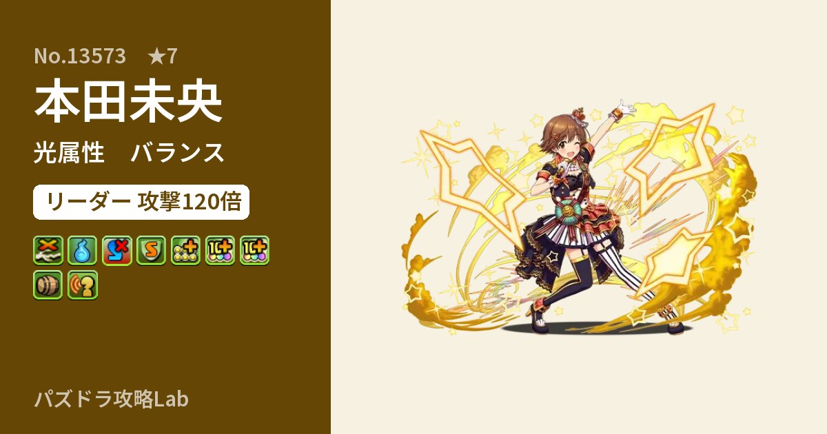 【パズドラ】本田未央の性能・覚醒・スキルのアイキャッチ